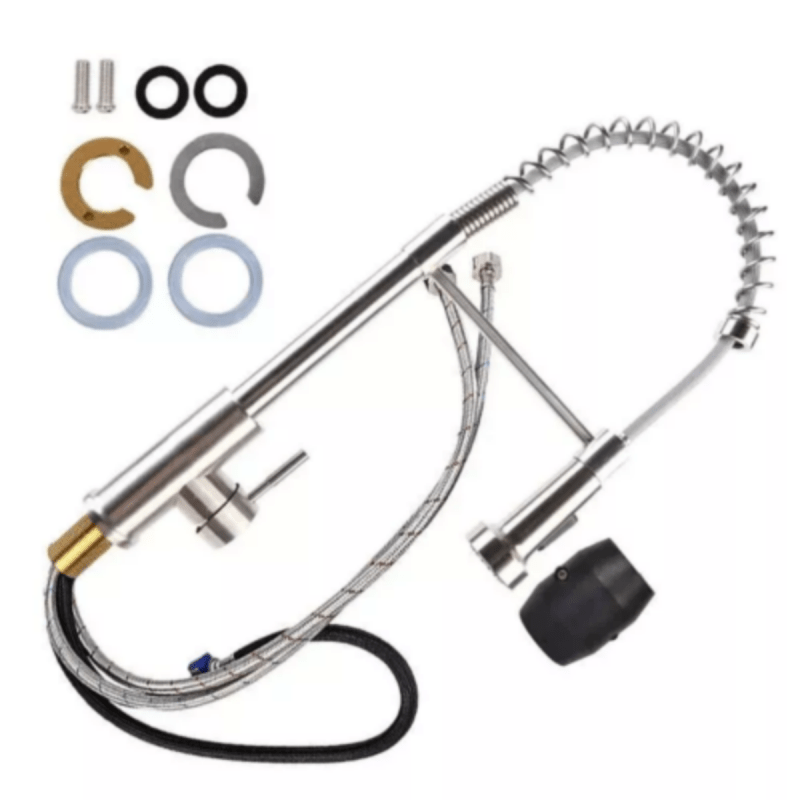 Monobloc Silver Kitchen Sink Mixer Taps with Pull Out Hose Spray Single LeverTap - British D'sire
