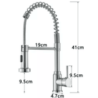 Monobloc Silver Kitchen Sink Mixer Taps with Pull Out Hose Spray Single LeverTap - British D'sire
