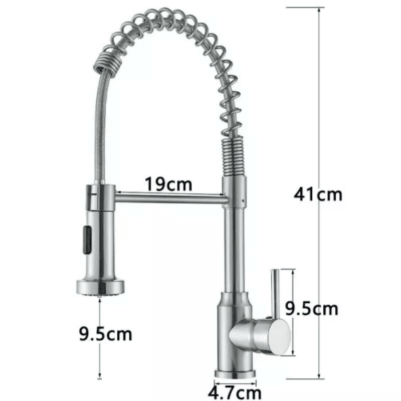 Monobloc Silver Kitchen Sink Mixer Taps with Pull Out Hose Spray Single LeverTap - British D'sire
