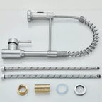 Monobloc Silver Kitchen Sink Mixer Taps with Pull Out Hose Spray Single LeverTap - British D'sire
