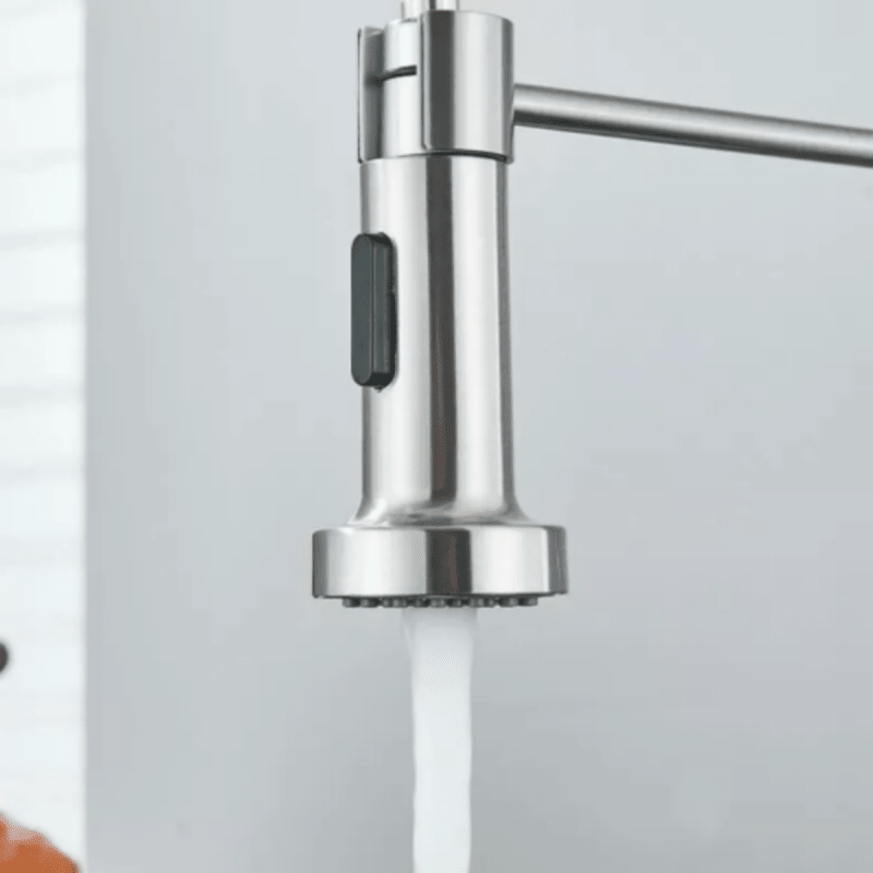 Monobloc Silver Kitchen Sink Mixer Taps with Pull Out Hose Spray Single LeverTap - British D'sire