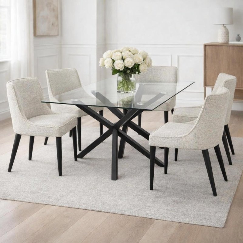 Monza Rectangular Glass Dining Table - Tables - British D'sire
