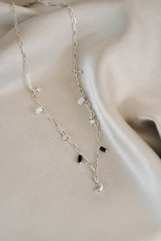 Moon, Star, Quartz & Miyuki Beaded Necklace - Necklaces - British D'sire