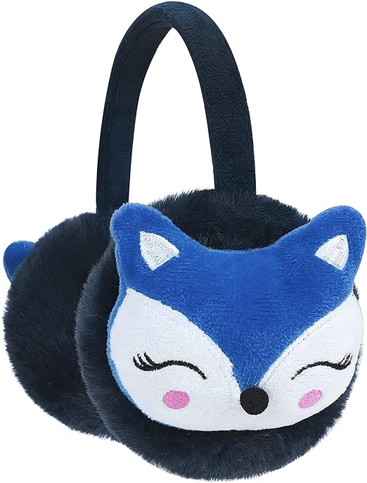 Moonlove Kids Lovely Cartoon Animal Reindeer Fox Earmuff Ear Cover Soft Velvet Cute Ear Warmer Wrap Adjustable for Children Girls Boys Age 3 - 10 Years Old - Earmuff - British D'sire