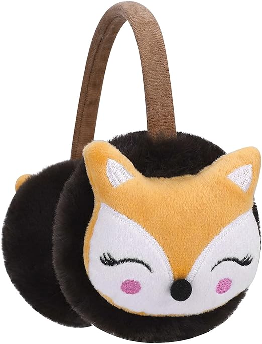 Moonlove Kids Lovely Cartoon Animal Reindeer Fox Earmuff Ear Cover Soft Velvet Cute Ear Warmer Wrap Adjustable for Children Girls Boys Age 3 - 10 Years Old - Earmuff - British D'sire