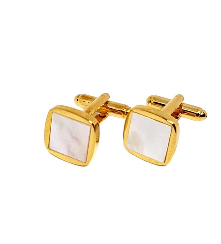 Mother of Pearl Cufflinks, Gold - British D'sire Main image