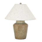 Mottura Ceramic Table Lamp With Edged Linen Shade - Lamps - British D'sire