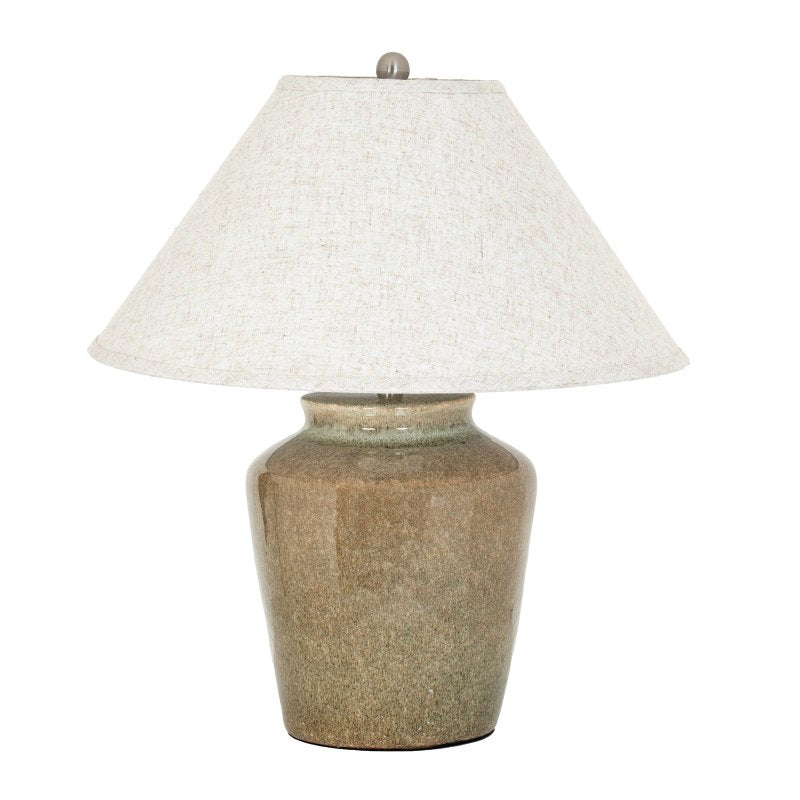 Mottura Ceramic Table Lamp With Edged Linen Shade - Lamps - British D'sire