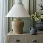 Mottura Ceramic Table Lamp With Edged Linen Shade - Lamps - British D'sire