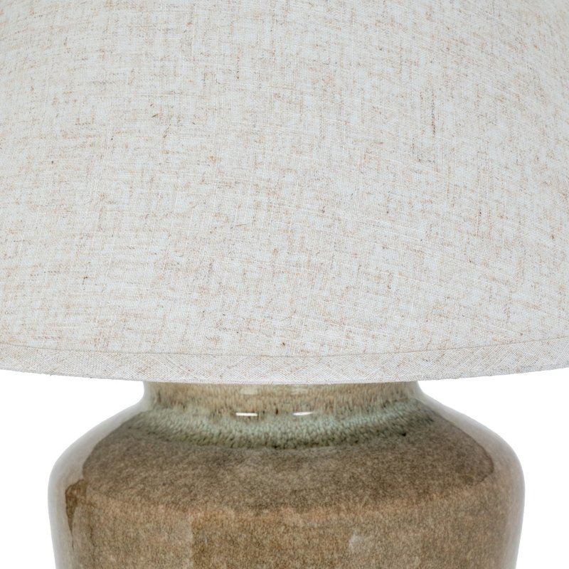 Mottura Ceramic Table Lamp With Edged Linen Shade - Lamps - British D'sire
