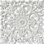 Musanpou Unique Hand Carved Wooden Wall Panels with Hanging Floral Decorations - Rustic Farmhouse Living Room and Bedroom Wall Decoration - Home Decor & Furniture - British D'sire