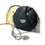 Muse wonky eye chain black - white cow handbag - Handbag - British D'sire