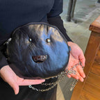 Muse wonky eye chain black - white cow handbag - Handbag - British D'sire