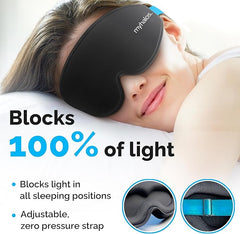 MyHalos 100% Blackout Sleep Masks for Women & Men - Zero Eye Pressure Eye Mask for Sleeping - Our Halo Sleep Mask Includes a Storage Pouch - Black Eye Mask for Travel or Blindfold - Sleep Masks - British D'sire