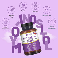 Myo - Inositol Complex 120 Vegan Tablets 7000mg per serving with Black Maca Root, Chromium, Folic Acid, and Vitamin B12 | Hormonal Balance for Women, Women PCOS Supplement | Premium Quality by Prowise - British D'sire