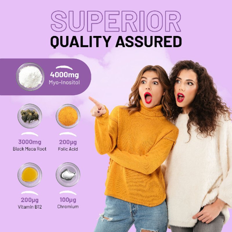 Myo - Inositol Complex 120 Vegan Tablets 7000mg per serving with Black Maca Root, Chromium, Folic Acid, and Vitamin B12 | Hormonal Balance for Women, Women PCOS Supplement | Premium Quality by Prowise - British D'sire