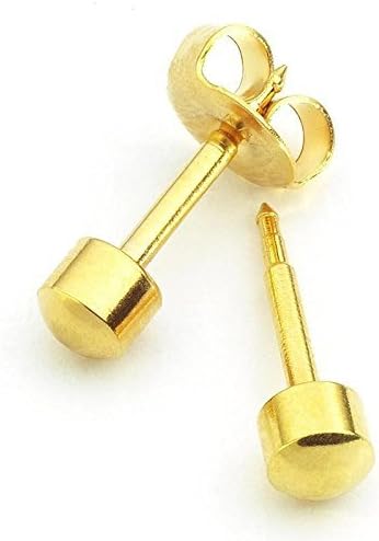Mytoptrendz® Set of 2 Pair Piercing Sterilized Stud Earring 24ct Yellow Gold Plated Ball Secondary image