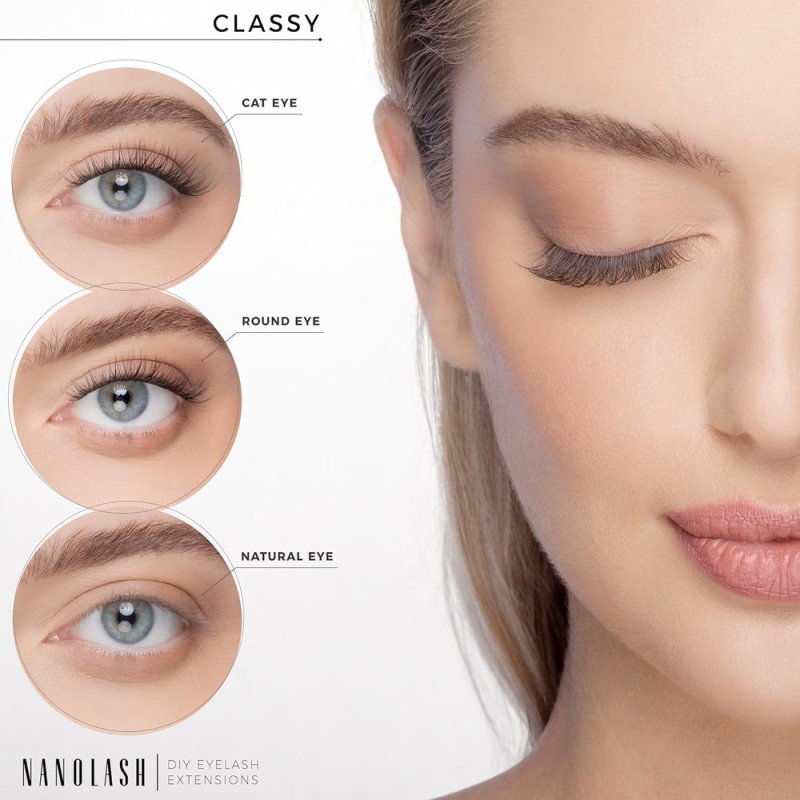 Nanolash DIY Eyelash Extensions 36 pcs - cluster lashes DIY, cluster false eyelashes for lash extensions at home, individual cluster lashes (CLASSY) - Eyelash Extensions - British D'sire