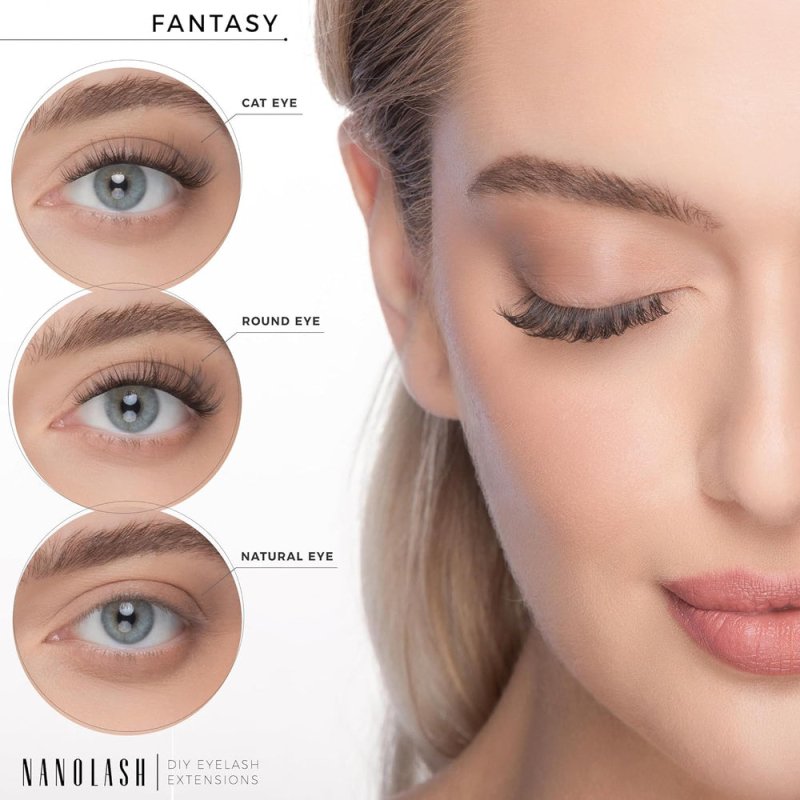 Nanolash DIY Eyelash Extensions 36 pcs - cluster lashes DIY, cluster false eyelashes for lash extensions at home, individual cluster lashes (FANTASY) - Eyelash Extensions - British D'sire