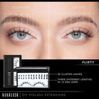 Nanolash DIY Eyelash Extensions 36 pcs - cluster lashes DIY, cluster false eyelashes for lash extensions at home, individual cluster lashes (FLIRTY) - Eyelash Extensions - British D'sire