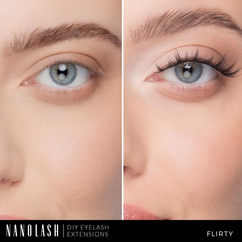 Nanolash DIY Eyelash Extensions 36 pcs - cluster lashes DIY, cluster false eyelashes for lash extensions at home, individual cluster lashes (FLIRTY) Secondary image
