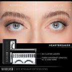 Nanolash DIY Eyelash Extensions 36 pcs - cluster lashes DIY, cluster false eyelashes for lash extensions at home, individual cluster lashes (HEARTBREAKER) - Eyelash Extensions - British D'sire