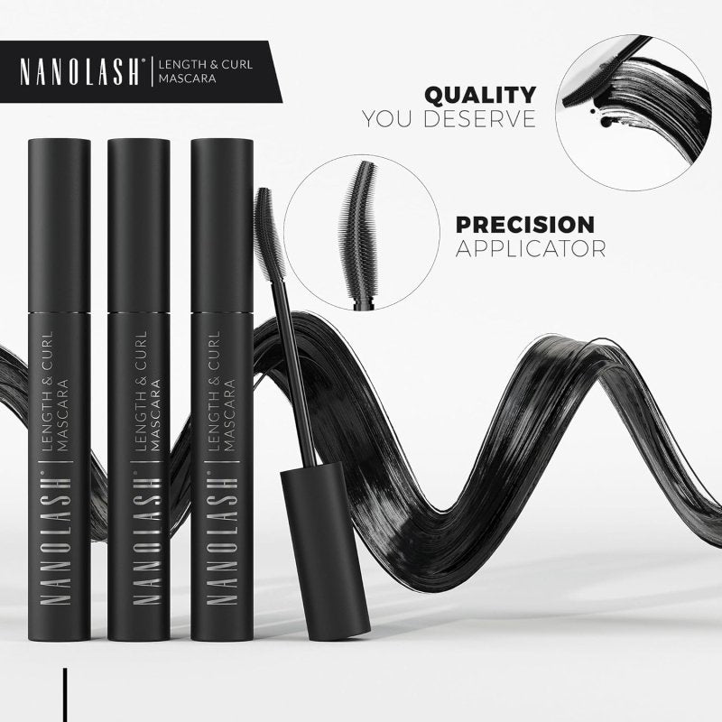 Nanolash Length&Curl Mascara 10 ml - lengthening and curling mascara, the effect of perfectly long and perfectly curled eyelashes, black mascara - Mascara - British D'sire