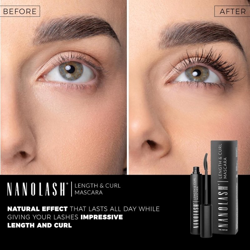 Nanolash Length&Curl Mascara 10 ml - lengthening and curling mascara, the effect of perfectly long and perfectly curled eyelashes, black mascara - Mascara - British D'sire