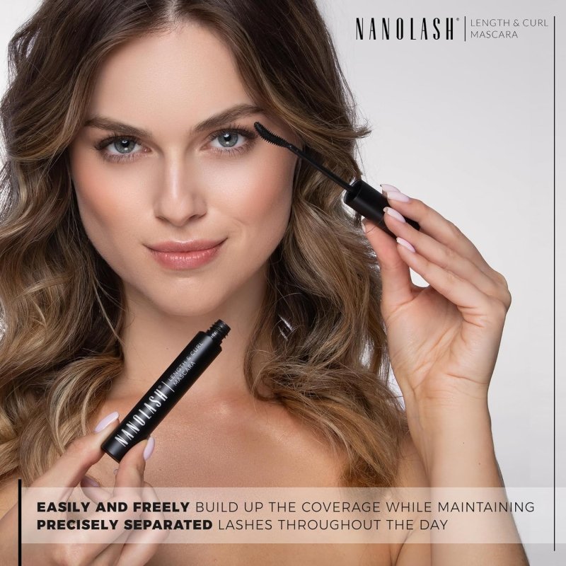 Nanolash Length&Curl Mascara 10 ml - lengthening and curling mascara, the effect of perfectly long and perfectly curled eyelashes, black mascara - Mascara - British D'sire