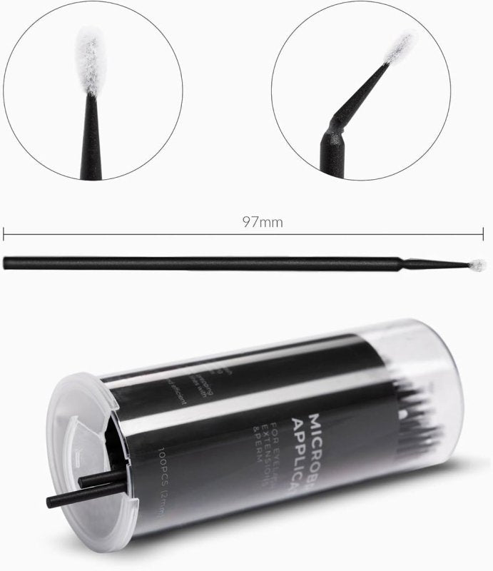 Nanolash Microbrush Applicators 100 pcs - eyelash microbrushes, disposable eyelash applicators, micro brushes for eyelash extensions (1.5 mm) Secondary image