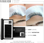 Nanolash Volume Lashes - false lashes for professional eyelash extensions, volume eyelash extensions (0.05 C, MIX 6-13mm) - False Eyelashes - British D'sire