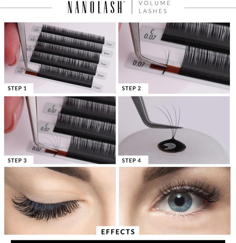 Nanolash Volume Lashes - false lashes for professional eyelash extensions, volume eyelash extensions (0.05 C, MIX 6-13mm) - False Eyelashes - British D'sire