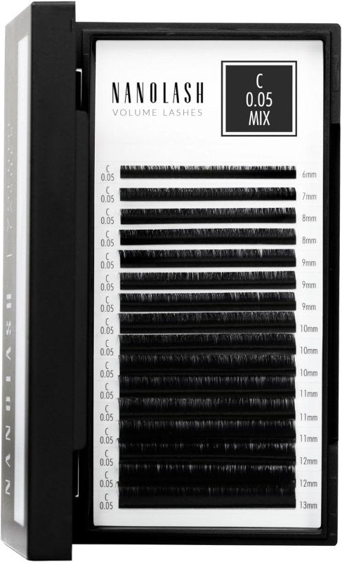 Nanolash Volume Lashes - false lashes for professional eyelash extensions, volume eyelash extensions (0.05 C, MIX 6-13mm) - False Eyelashes - British D'sire Main image