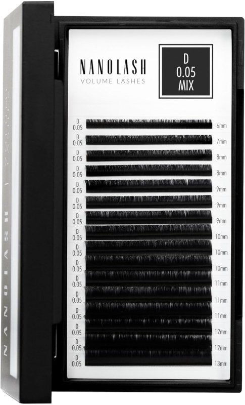Nanolash Volume Lashes - false lashes for professional eyelash extensions, volume eyelash extensions (0.05 D, MIX 6 - 13mm) - False Eyelashes - British D'sire