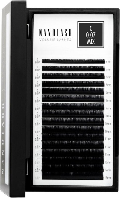 Nanolash Volume Lashes - false lashes for professional eyelash extensions, volume eyelash extensions (0.07 C, MIX 6 - 13mm) - False Eyelashes - British D'sire Main image