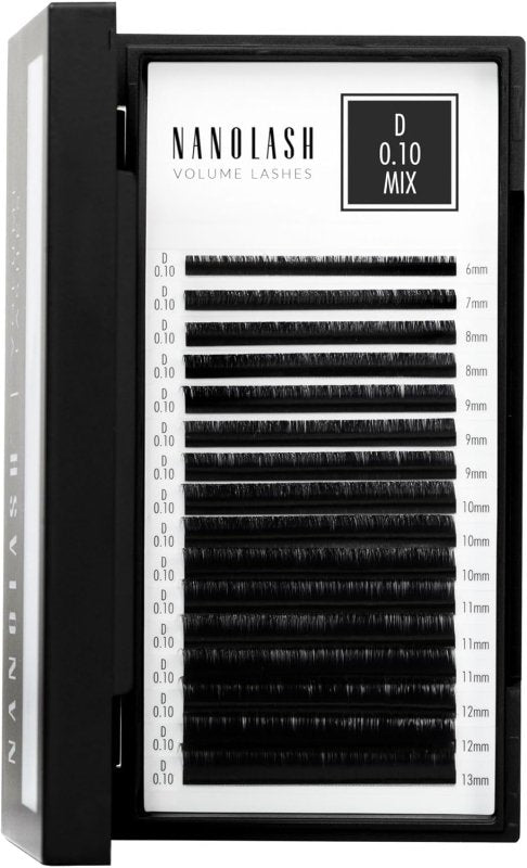 Nanolash Volume Lashes - false lashes for professional eyelash extensions, volume eyelash extensions (0.10 D, MIX 6 - 13mm) - False Eyelashes - British D'sire Main image