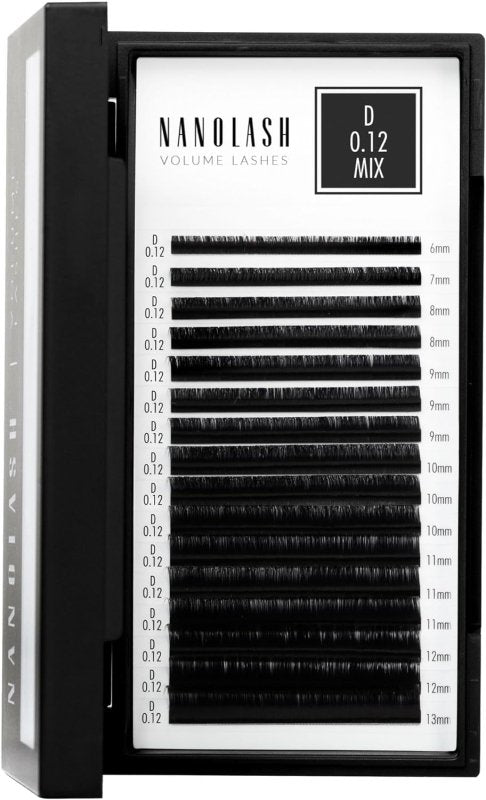 Nanolash Volume Lashes - false lashes for professional eyelash extensions, volume eyelash extensions (0.12 D, MIX 6 - 13mm) - False Eyelashes - British D'sire