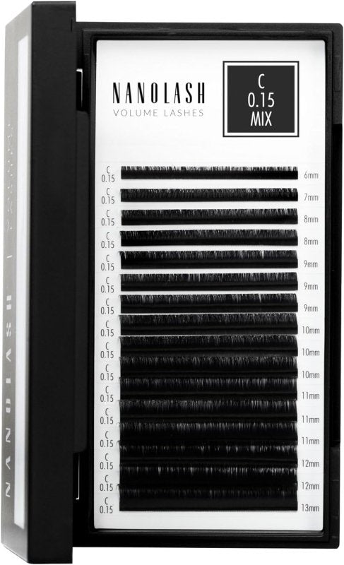 Nanolash Volume Lashes - false lashes for professional eyelash extensions, volume eyelash extensions (0.15 C, MIX 6 - 13mm) - False Eyelashes - British D'sire Main image