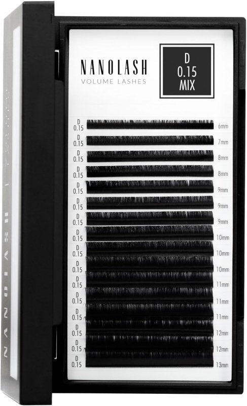 Nanolash Volume Lashes - false lashes for professional eyelash extensions, volume eyelash extensions (0.15 D, MIX 6 - 13mm) - False Eyelashes - British D'sire Main image