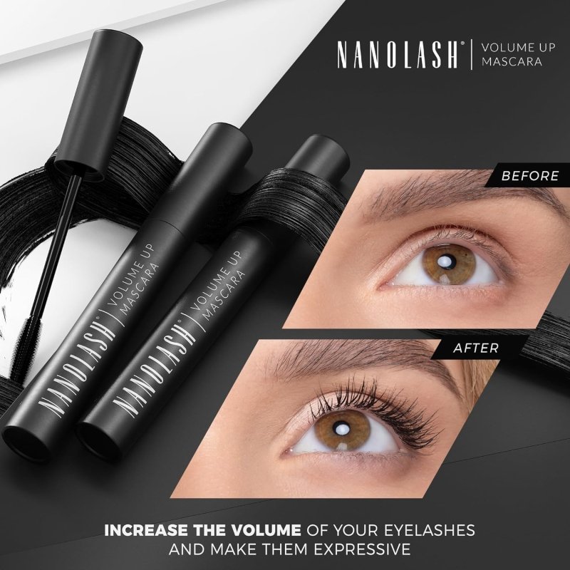 Nanolash Volume Up Mascara 10 ml - thickening mascara, effect of full and thick eyelashes, increasing volume, volumizing mascara, black mascara - Mascara - British D'sire