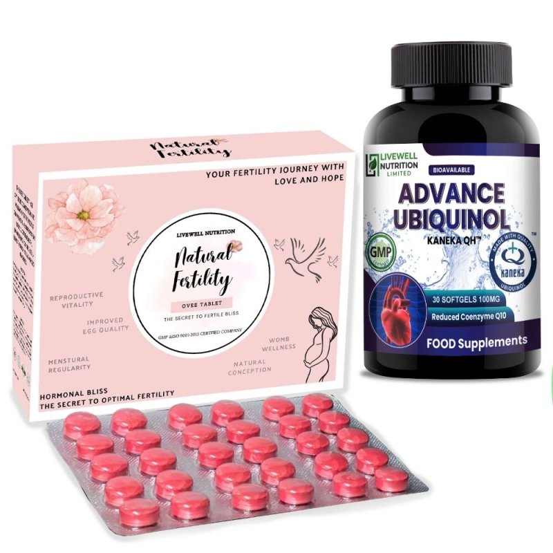 Natural Fertility Supplement Duo Pack Combination of Ovee 150 Tablet & 200mg 30 Softgels Advance Ubiquinol - Ayurvedic Medicine Supplement - British D'sire