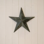 Natural Grey Distressed Metal Star Decoration 37cm - Christmas Decor - British D'sire