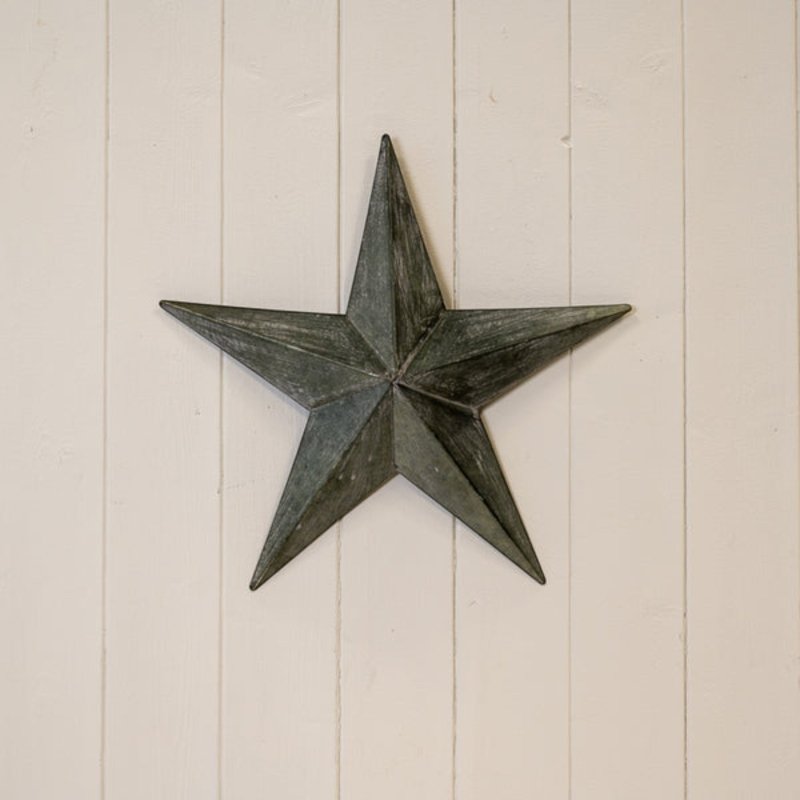 Natural Grey Distressed Metal Star Decoration 37cm - Christmas Decor - British D'sire