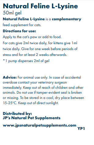 Natural L - Lysine Supplement for Cats - Bodily Function - British D'sire