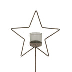Natural Rustic Star On Wood Stand With Glass Votive - Christmas Decor - British D'sire