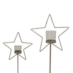 Natural Rustic Star On Wood Stand With Glass Votive - Christmas Decor - British D'sire