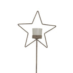 Natural Rustic Star On Wood Stand With Glass Votive - Christmas Decor - British D'sire