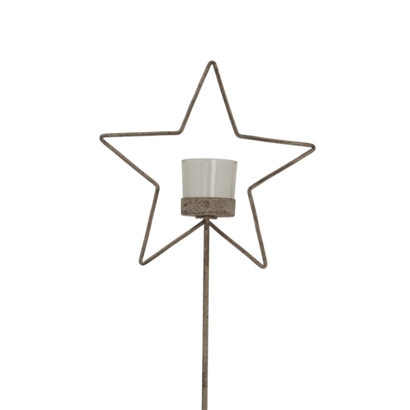 Natural Rustic Star On Wood Stand With Glass Votive - Christmas Decor - British D'sire