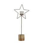 Natural Rustic Star On Wood Stand With Glass Votive - Christmas Decor - British D'sire