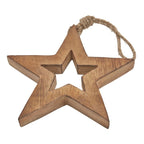 Natural Wooden Hanging Star Christmas Hanging Decoration - Christmas Decor - British D'sire